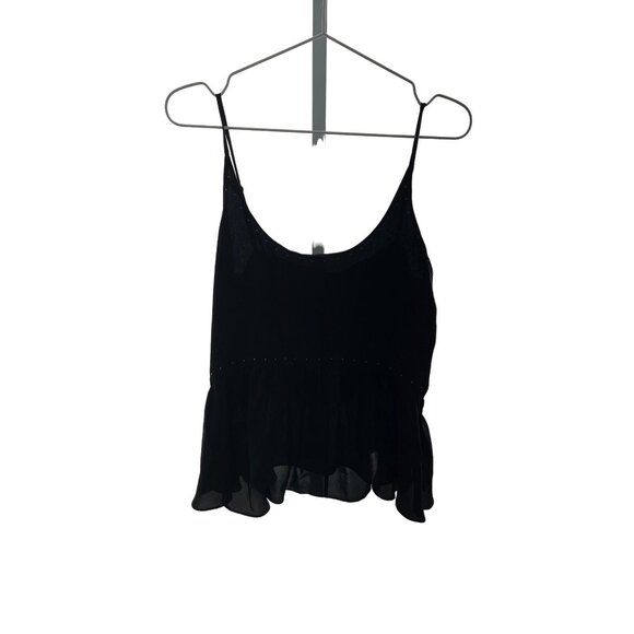 Rebecca Minkoff Peplum Tank Top W/ Studded Details & Adjustable Spaghetti Straps - Picture 8 of 8